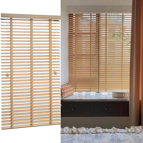 Pxzybd Massivholz Jalousien 60/70/80/90/100/115/120cm Jalousie,Horizontale Innen Jalousette,Verdunkelungs Jalousetten Aus Holz Für Fenster,Wärmeschutzrollos,50mm Lamellenvorhänge,W×H-70x80cm/28x31in