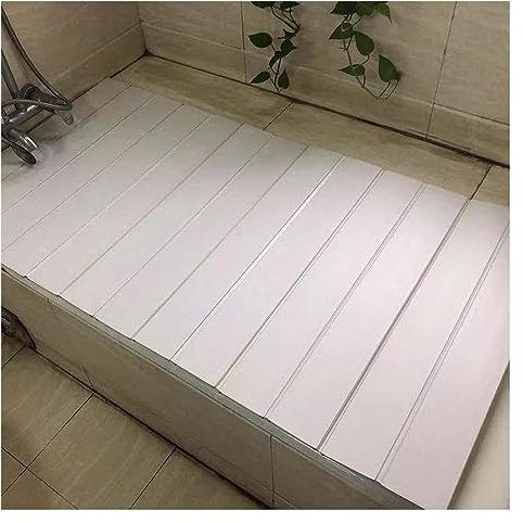 bujnie Badezimmer-Aufbewahrungsregal, wasserdicht, 1,2 cm, faltbar, staubdicht, Badewannenabdeckung für Zuhause, Badezimmer, Spa-Erlebnis, anpassbar (Farbe: Weiß, Größe: 70 x 165 x 1,2 cm)