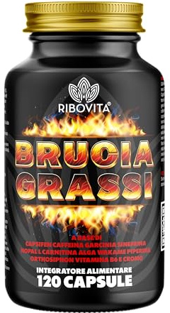 Brucia Grassi Potenti Veloci - Drenante Forte Termogenico Veloce Donna Uomo - Esclusivo Ribovita con Capsifen Garcinia Caffeina Carnitina - 120 Capsule
