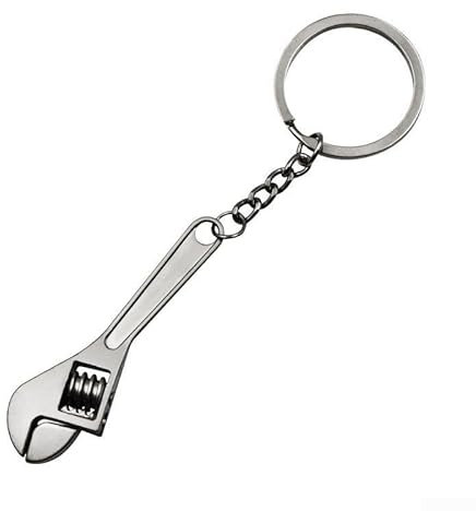Mini Adjustable Wrench Key Chain Tool, Creative Metal Spanner Keyring, Fine Workmanship