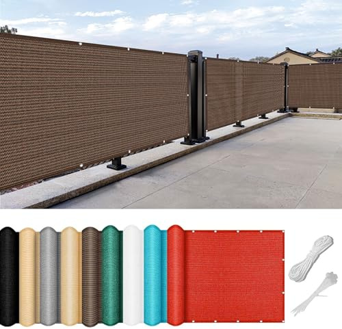 Brise Vue Balcon Exterieur 140 x 325 cm Revêtement et Pare Vue de Balcon Clôture Brise Vue HDPE Pare Soleil avec Oeillets et Cordons, Facile a Poser pour Balcon Jardin Patio Terrasse, ‎Marron