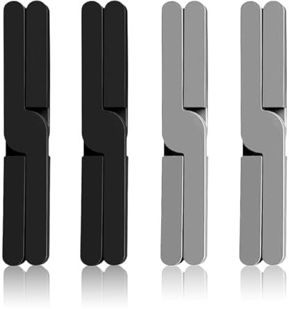 Folding Silicone Trivet, 4 Pack Thickened Heat Resistant Pot Holders Non Slip Worktop Protector Silicone Mats Trivets for Hot Pans Cup Dishes Plates (Gray, Black)