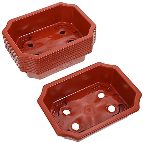 VANZACK 10stücke Kunststoff Blumentöpfe Mit Drainage Braun Für Bonsai Und Blumen Langlebig Und Wiederverwendbar Für Garten Und Balkon