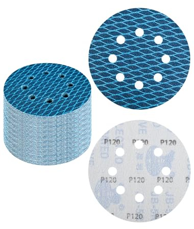 125mm Schleifscheiben Körnung 120, 32 Stück Exzenter Schleifpads 125mm Klett Schleifpapier für Poliermaschine Schleifmaschine(Blau)