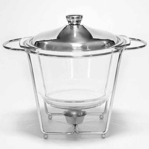 XMWOEIX Chafing Dishes für Buffets, rund, 3,6 QT, Chafing Dish-Buffet-Set, Chafing Dishes und Buffetwärmer-Sets aus Edelstahl mit Glas-Lebensmittelbehälter für Partys, Silber