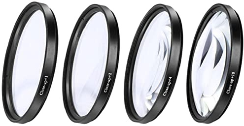 Kit de filtros de primer plano +1 +2 +4 +10 Juego de lentes para cámaras digitales de 58 mm, transparente