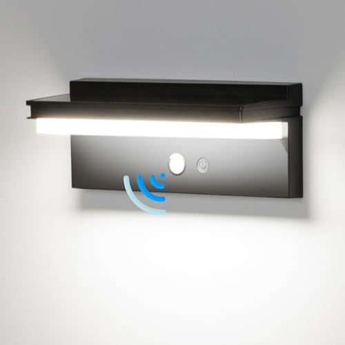 YOHAYO Lumière Solaire Murale Extérieur avec Détecteur de Mouvement 75 LED Lampe Solaire Murale IP65 Étanche 4 Modes d'Éclairage pour Jardin Cour Terrasse Allée et Garage 6000K (Blanc)