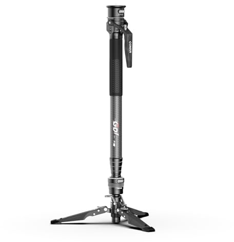 COMAN M1pro 65 Carbon Fiber Monopod for Camera, One-Click Lifting Quick Release Monopod with feet, Compact for Travel, Max Load 44lbs / 20kg for Camera, DSLR, Camcorder