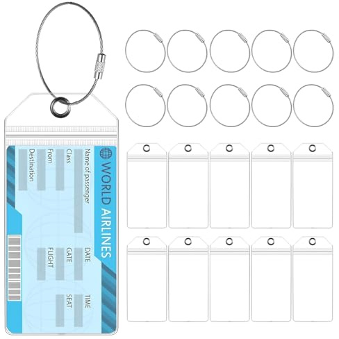 11 Pcs Etiquetas para Equipaje de Crucero, Etiqueta Maleta Viaje Cruceros, Identificador de Maletas, Etiquetas para Maletas de Viaje Transparentes e Impermeables para Avión, 19 x 9 cm/Plateado