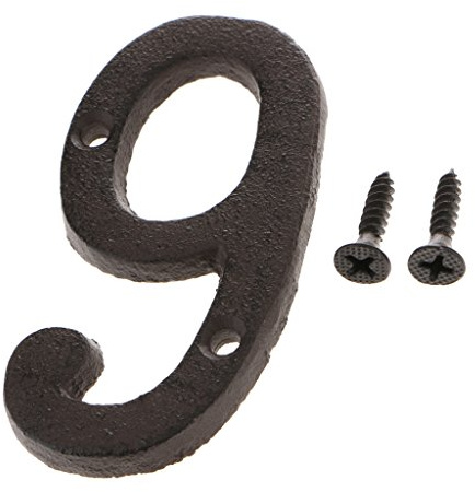 Plaque de numéro de porte de maison antique en fer forgé à faire soi-même - Lettre numéro 9