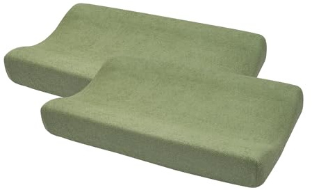 Meyco Wickelauflagenbezug 2er Pack 50x70cm Frottee Spannlaken Olive Green | Baumwoll-Mix - Wickelunterlage - Oeko Tex zertifiziert - kuschelig weich & hautfreundlich - waschbar & trocknergeeignet