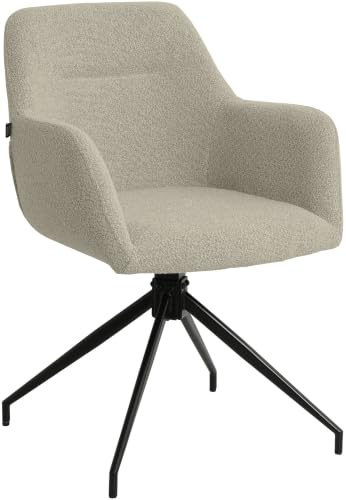 CLP Chaise de Salle a Manger pivotante Merlinda en Tissu Teddy, Fauteuil a 360 degres avec accoudoirs, Chaise rembourree et Pieds Metal Couleur:Taupe