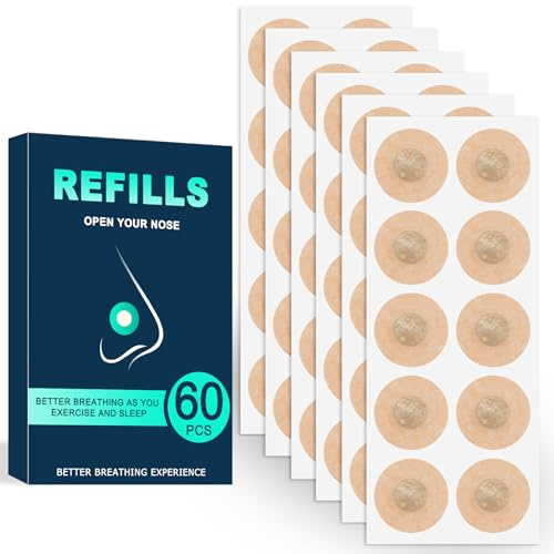 Magnetische Nasenpflaster Schnarchen, 60 Stück Anti-Schnarch Nose Strips Nachfüllpackung, Nasenpflaster Magnet für besseres Atmen, Hilft Beim Schlafen, Starke Klebekraft