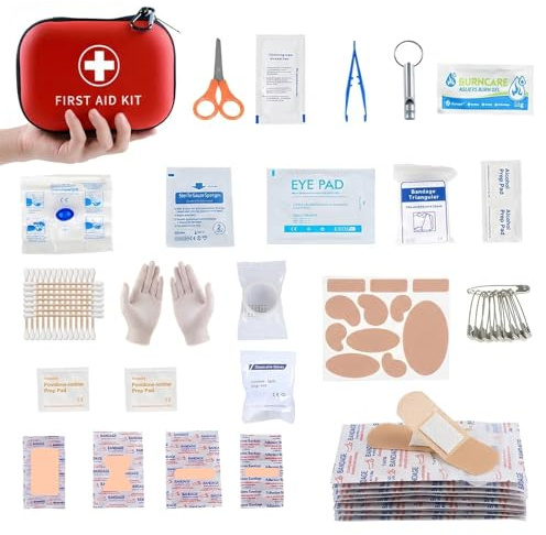 Carehabi Erste Hilfe Set Outdoor 2026, 114 Teile Verbandskasten Wasserdicht, First Aid Kit, Notfall Ausrüstung für Wandern, Camping, Fahrrad, Reise Mini Erste Hilfe Tasche