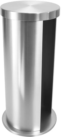 BUGUUYO Porta Discos de Algodón para Maquillaje Acero Inoxidable Redondo con Tapa, Dispensador Transparente para Almacenamiento en Baño, Tocador y Dormitorio, Caja Organizadora Compacta