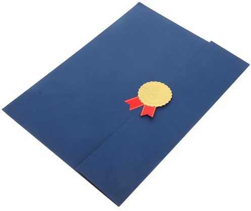 POPETPOP Porte-certificat à Trois Volets Bleu, Couverture Rigide pour Diplôme D’études Secondaires, Titulaire de Certificat de Réussite, Protection Anti-taches et Déformation, Dossier