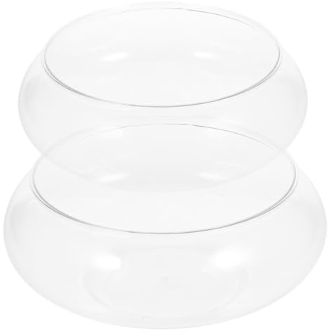 Toyvian Pecera Pequeña Transparente de Plástico 2800 Ml 2 Piezas para Escritorio, Pecera Ligera y Decorativa para Casa, Acuario Compacto para Peces y Tortugas en Oficina