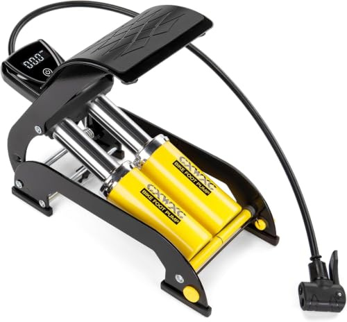 CXWXC Fotpump med digitalt tryckgauge 160 PSI – Dual Cylinderluftpump, kompatibel med Schrader & Presta-ventiler, för cyklar, motorcyklar, bollar, uppblåsbara, luftmattor och poolväxlar