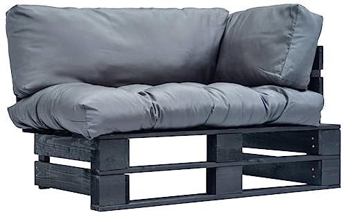 NIVVHOH rustikales Outdoor-Sofa & Palettensofa Grau kesseldruckimprägniertes Kiefernholz Palettenmöbel Outdoor-Loungesofa für Terrasse, Garten, Wohnzimmer (110 x 66 x 65 cm)