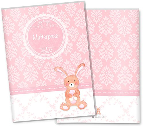 OLGS Mutterpasshülle 3-teilig rosa Little Lady | Baby Schwangerschaft Geschenkidee Schutzhülle für den Mutterpass | Für werdende Mütter (Mutterpass ohne Personalisierung, Hase)