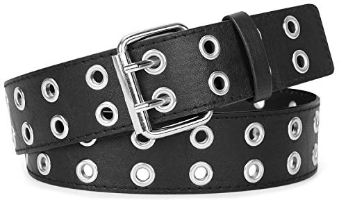 JasGood Punk Gürtel Damen und Herren Doppelloch Gürtel mit Punk Style Cosplay Hip Hop Rock für Gothic-Outfits