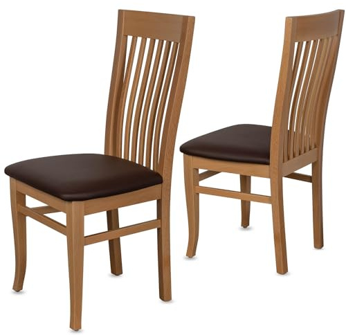 Staboos Esszimmerstühle 2er Set Massivholz Buche, Natur - Braun CH05