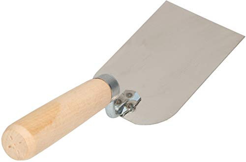 Kotarbau® Truelle de maçon en acier inoxydable 128 mm x 80 mm avec manche en bois Truelle de plâtre carrée Spatule de stucateur indispensable pour travaux de maçonnerie