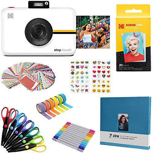KODAK Step Touch Fotocamera digitale con stampa istantanea da 13 MP, touchscreen LCD da 3,5 pollici (Bianca) Pacchetto scrapbook