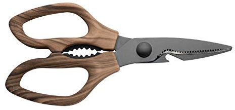 Rockingham Forge Forester - Tijeras de cocina de acero inoxidable con revestimiento de óxido negro, mango ergonómico de madera, 9,5 x 1 x 20 cm