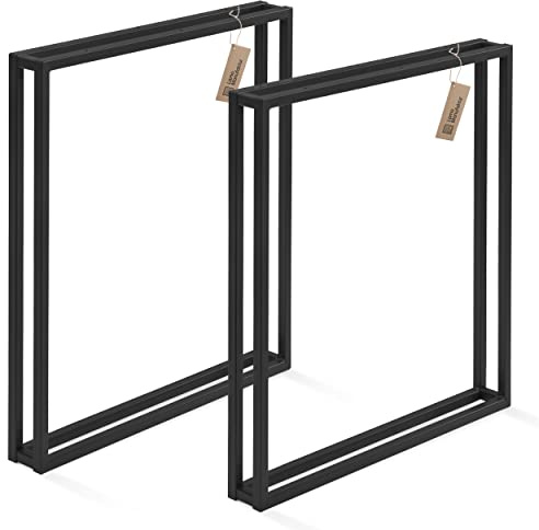 LAMO Manufaktur Tischbeine für Schreibtisch Esstisch, Frame, Vierkantprofil 20x20 mm, Tischgestell 80x72 cm (BxH), Schwarz, 2 Stück, LTS-18-L-FF-9005