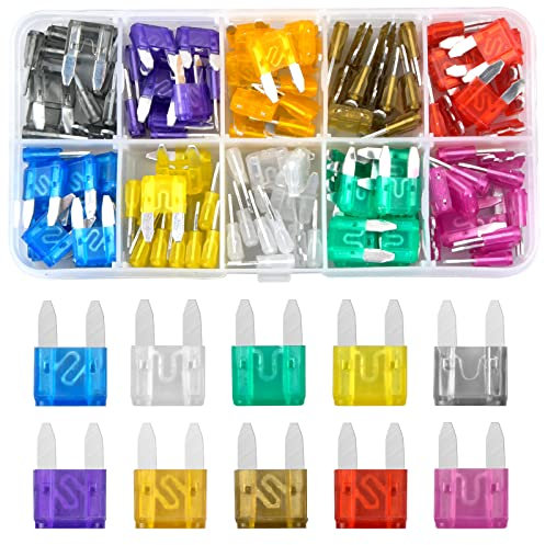 Vesaneae 120 Pezzi Mini Fusibili Auto, Set di Fusibili per Auto, Fusibili Standard per Auto, Fusibile Auto Assortiti con Estrattore Fusibile, Piccola Fusibili Lamellari per Auto Barche Moto Automobili