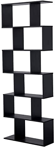 Happy Garden Bücherregal im modernen Stil 6 Regale schwarz Virginia. Aufbewahrungsmöbel für Wohnzimmer, Schlafzimmer oder Büro. Regale für Bücher.