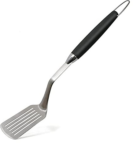 wenco Paletta per barbecue con lama integrata, 51 cm, in acciaio inox/plastica, resistente al calore, impugnatura ergonomica, spatola con sospensione e manici, colore: argento