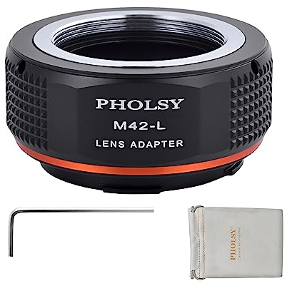 PHOLSY Objektivadapter für M42 42mm Schraubmontage-Objektiv und L Mount Kameragehäuse Konverter Kompatibel mit Leica SL2, SL2-S, CL, TL2, Lumix S5, S1, BS1H, Sigma FP, FP L, 42mm auf L Mount