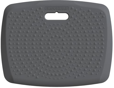 Ergohead 1,9 cm Anti-Müdigkeit-Komfort-Standmatte, tragbare Schreibtischunterlage, rutschfeste Küchenmatte, integrierter Griff mit Massagepunkten, Komfort-Bodenmatte (Grau, 43,2 x 55,9 cm)