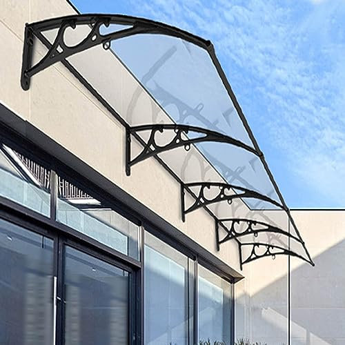 Vordach mit Seitenteil Wetterfeste Türvordach Vordach Haustür Überdachung Modernes Design Pultbogenvordach Transparentes Polycarbonat,Sonnenschutz für Draußen (60x70cm/24inX28in,60cm)