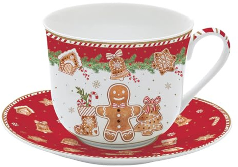Easy Life Tasse mit Untertasse FANCY GINGERBREAD Lebkuchenmännchen 400ml