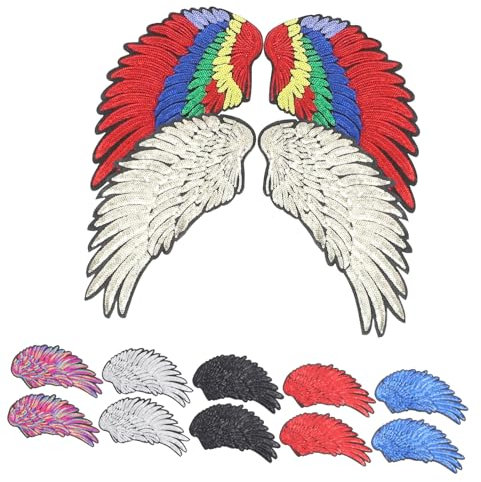 Lurrose 7paare Engelsflügel-applikationen Mit Pailletten Flügel-patch-dekorationen Für Kleidung Glitzernde Stick-applikationen Für Jacken Und Hosen