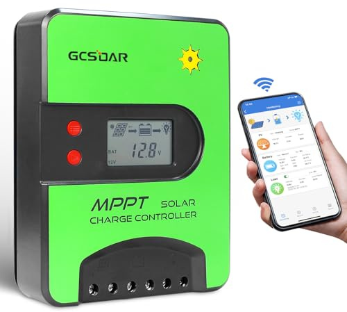 GCSOAR 15A MPPT Solar Laderegler 12V/24V Auto PV<75V(WiFi) | Nur Englisch unterstützt, integriertes WLAN, LCD, App-Fernsteuerung ohne Entfernungsbegrenzung, USB-Ladeanschluss.