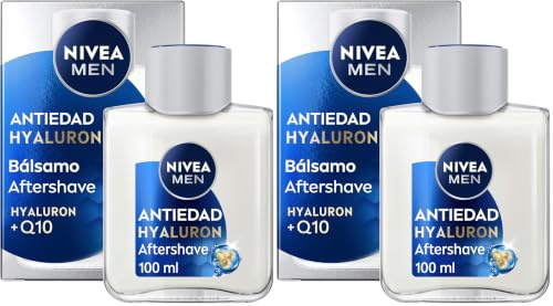 NIVEA MEN Hyaluron Bálsamo After Shave Antiedad con Ácido Hialurónico (1 x 100 ml), bálsamo hidratante para calmar la piel tras el afeitado, bálsamo facial refrescante (Paquete de 2)