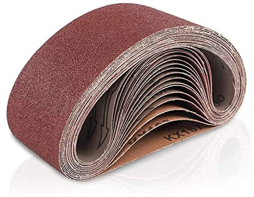Hanzete 3 x 18 Inch Sanding Belts (76x457mm), 18 Per Pack Aluminum Oxide Sanding Belts (3 Each of 60 80 120 180 240 400 Grits) Premium Sandpaper For Portable Belt Sander