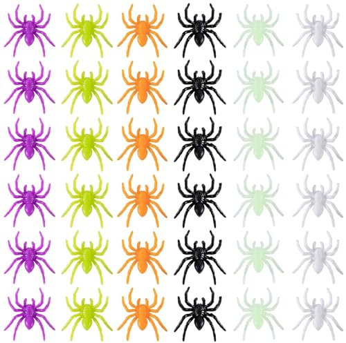 60 Stück Halloween Deko Realistische Spinne in gemischter Farbe Klein,Halloween Spinnen Deko,Kunststoff Spinnen Dekoration,Gruseliger Spinnen Streich Halloween Spinne Spielzeug für Halloween Party