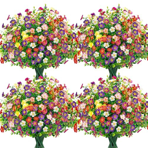 Der Rose 12 Bundles Artificial Flowers Outdoor Fake Flowers Faux Plants for Decoration Spring Outside Garden Home Porch Wedding Farmhouse Decor