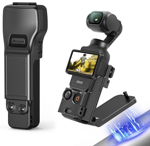 AMAZEAR Magnetische Halterung für DJI Osmo Pocket 3 und Gimbal Linsen-Schutzabdeckung Kombi für DJI Pocket3 Zubehör, Superstarker Magnet-Saug-Halter mit Perfekter Passform