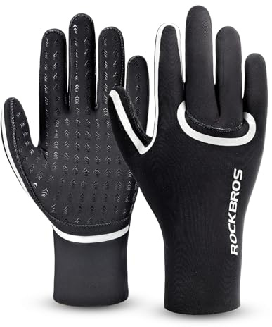 ROCKBROS Handschuhe Fahrrad Winter, Fahrradhandschuhe Wasserdicht und Winddicht, Laufhandschuhe Damen Herren, Sport Handschuhe für MTB, Rennrad, Laufen e Rodsport