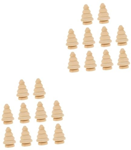 SHINEOFI 2 Sätze Holzschmuck Selber Machen Girlande Kunstpflanze Untersetzer Beute Desktop-weihnachtsbaum Holzspielzeug Holztannenbaum Baum Malen Hölzerne Bäume Diy Baum 10 Stück * 2