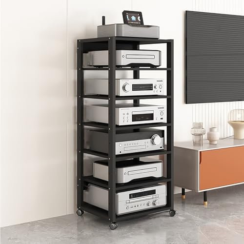 Vintage Plattenspieler Ständer mit Vinylhalter und Rollen für Wohnzimmer Schlafzimmer Büro Home Study Wohnheim TV Rack HiFi Regal Audio Schrank (50 x 40 x 35 cm)