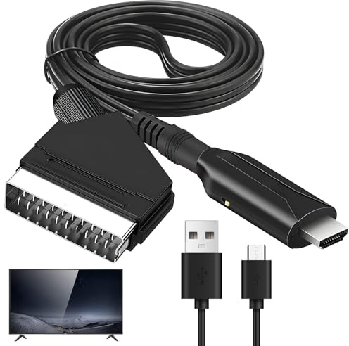 SELURK SCART to HDMI Converter, All-in-One SCART Input to HDMI Output Lead with USB Cable, HD 720P/1080P Resolution for HDTV, Monitor, Projector, PS3, Xbox, Blu-Ray, DVD, Sky, STB