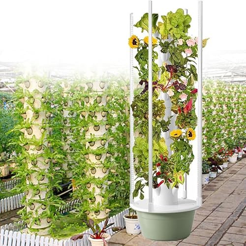 WEIMILOR Hydroponics Tower Vertical Growing System Kit, Indoor Garden Planter Herb Garden with LED Grow Light and Water Pump, Vertical Planter Germination Kit for Fruits Vegetables,5-layer