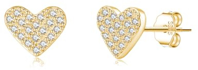 SLUYNZ 925 Sterling Silber CZ Herz Ohrstecker für Damen süße Liebe Herz Ohrringe Ohrstecker (B-Gold)